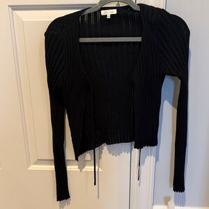 Ultra Flirt Black Ribbed Open-Front Cardigan